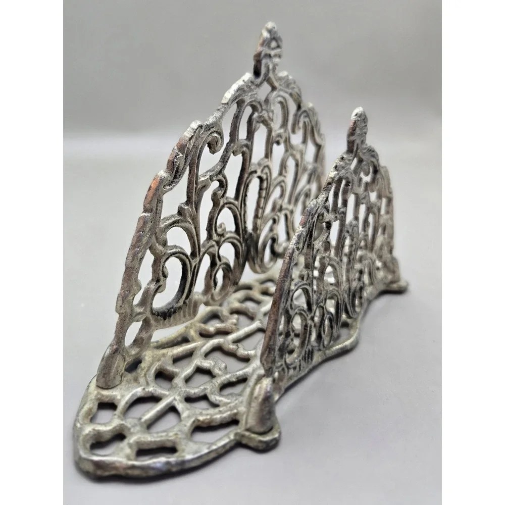 Vintage Metal Letter Holder Art Nouveau Natural Patina  Ornate Scroll‎ Work